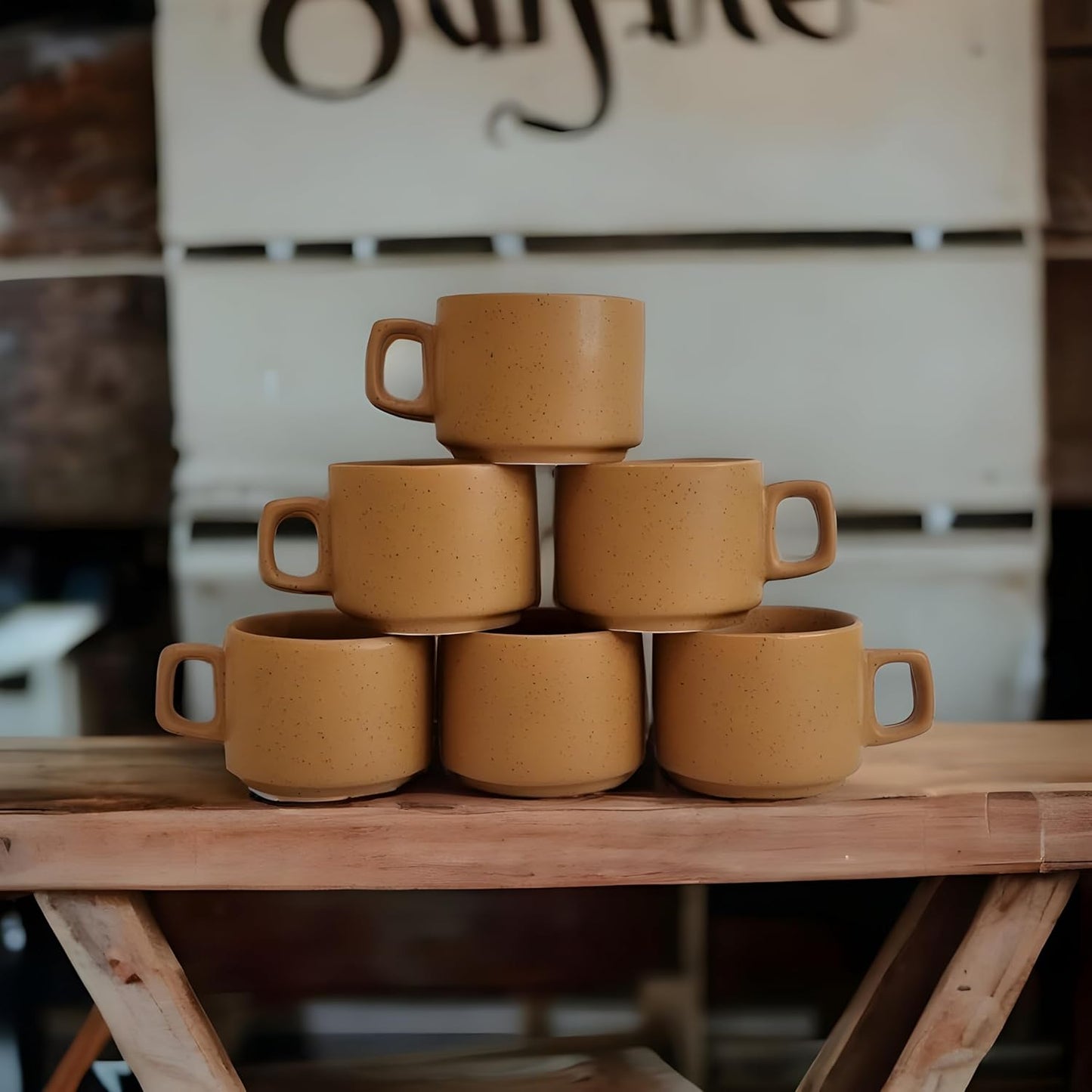 RAJ ROYAL Ceramic Tea Coffee Cup Set of 6 Matt Finish ( Set of 6, 125 ML Each)