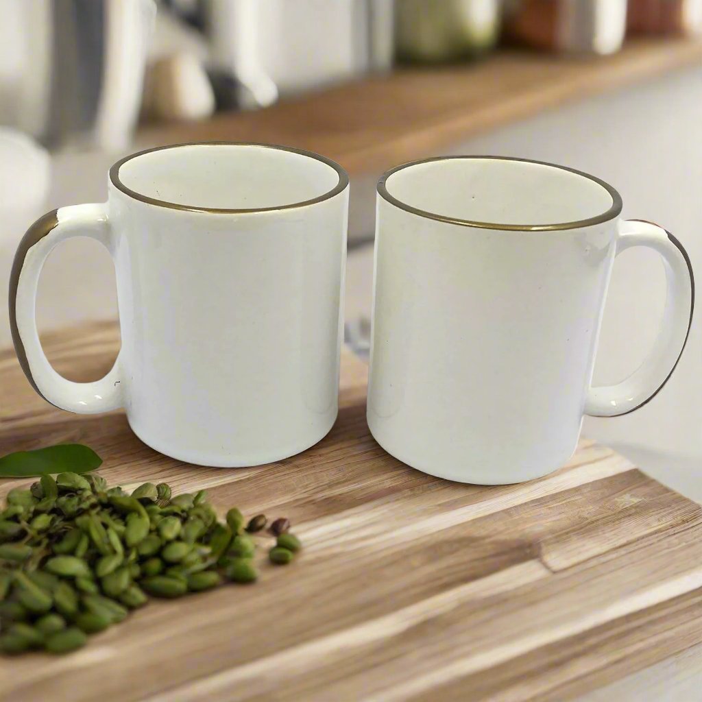 Raj Royal Handcrafted Plain Ceramic Tea Cup/Coffee Mug for Sublimation or Daily use - Set of 2