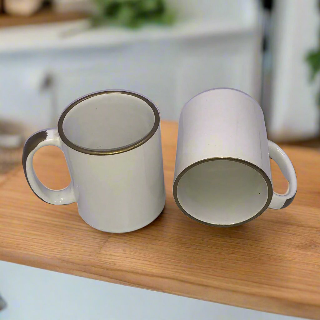 Raj Royal Handcrafted Plain Ceramic Tea Cup/Coffee Mug for Sublimation or Daily use - Set of 2