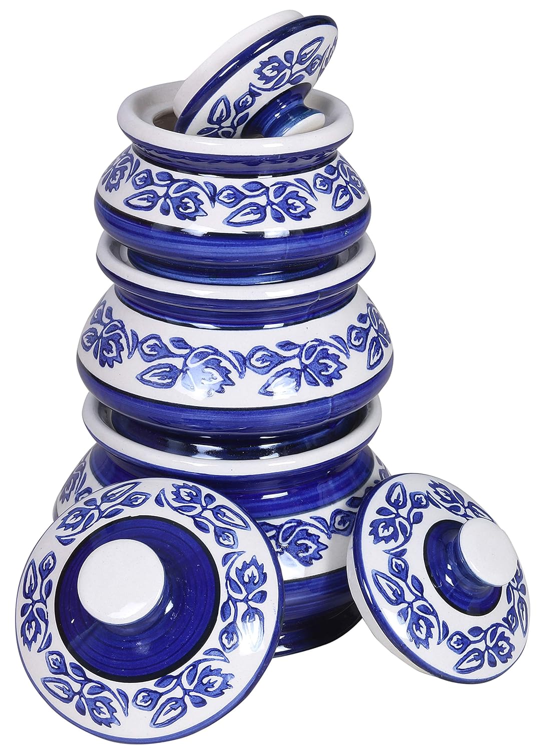 RAJ ROYAL Microwave Safe Ceramic Dessert Caseroll Set 3 Pc's Multipurpose Food Storage Container with Lid Kitchen Casserole Set for Serving