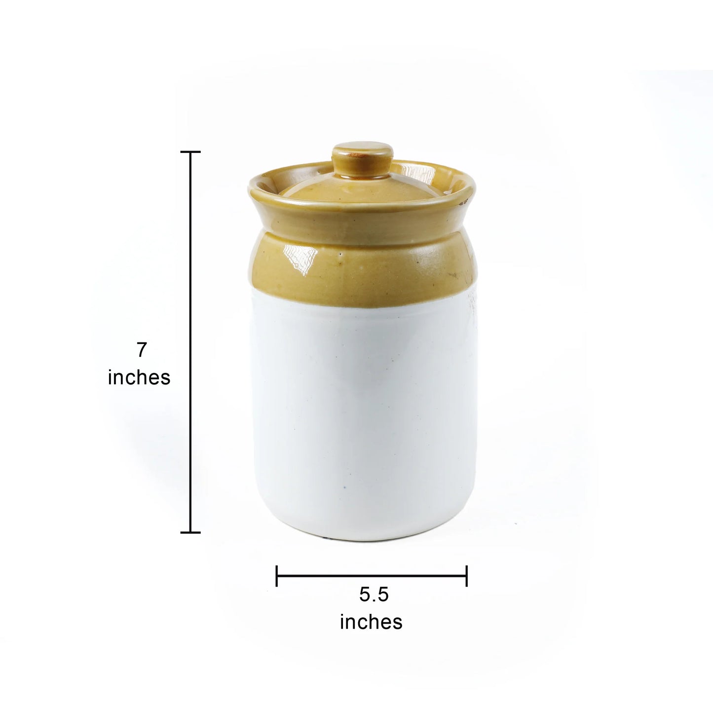 RAJ ROYAL Ceramic Pottery Hand Painted Cornichon Crockery Pulses Dry Fruit Tea Pickle Coffee Multipurpose Food Storage Jar Container with Lid For Kitchen Home