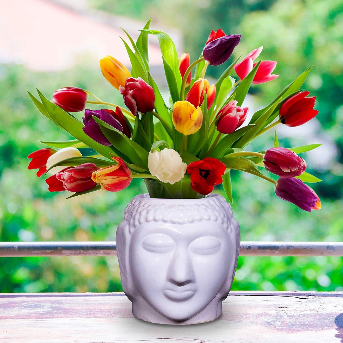 RAJ ROYAL Handcrafted Ceramic Bhuddha Shape Flower Vase for Living Room Handmade Decorative Vases Pot Planter for Garden for Home Office Decoration Pots 1 Piece