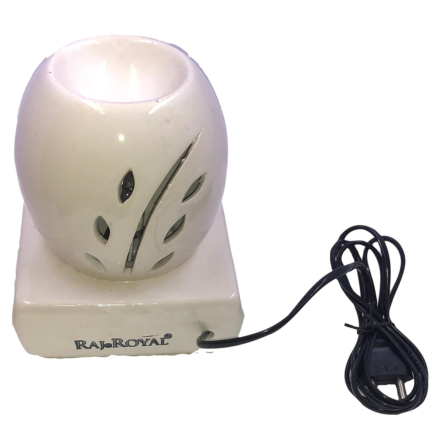 RAJ@ROYAL® White Oval Shaped Ceramic Electric Aroma Diffuser Essential Oil Burner Air Freshener for Home SPA Office Decor (15 x 12 cm, White)
