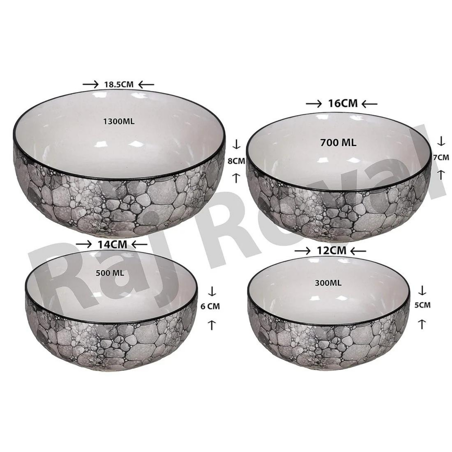 RAJ ROYAL Handmade Ceramic Serveware Bowls Dessert Latest Green Design Bowl Dinner Set of 4 Pc's as a Kitchen Serving Set Pudding Multipurpose Katori for Serving Dish in Home