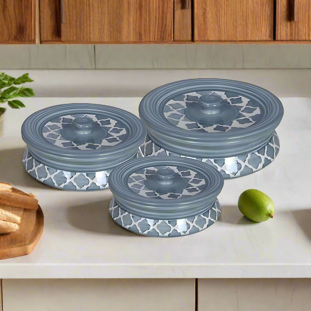 RAJ ROYAL Hand Painted Ceramic Cornichon Storage Jar for Pickle, Dry items White Pottery Dry Food Storage Container Donga with Lid For Kitchen, Home, Hotel, Restaurant, Handi Set of 3 (Tan)