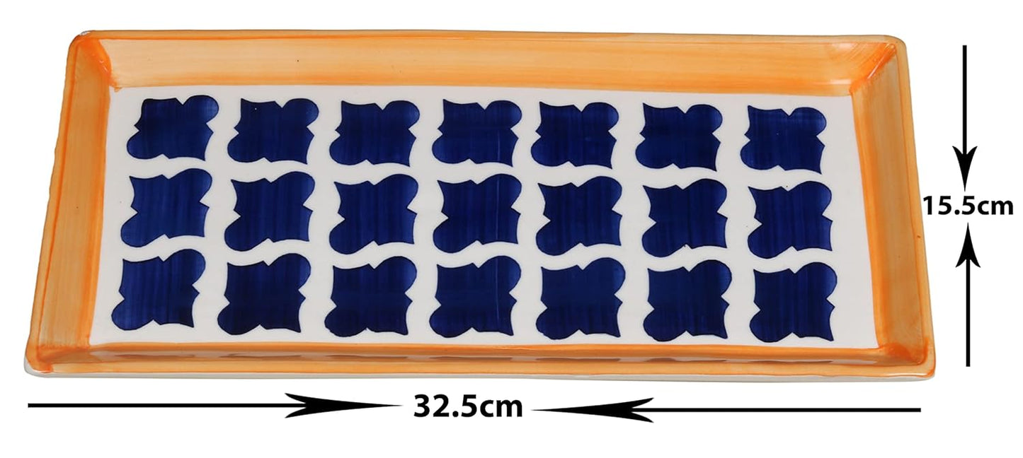Raj Royal Ceramic Microwave Safe Serving Tray Hand Painted for Dinning Rooms - 1 Piece