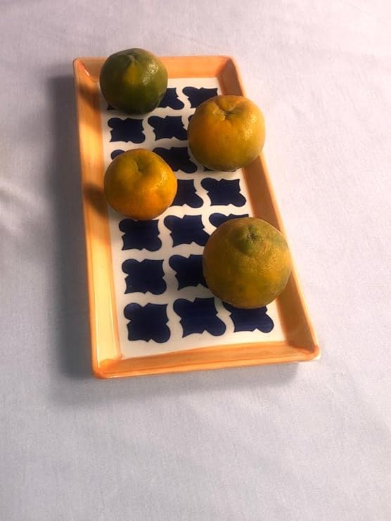 Raj Royal Ceramic Microwave Safe Serving Tray Hand Painted for Dinning Rooms - 1 Piece