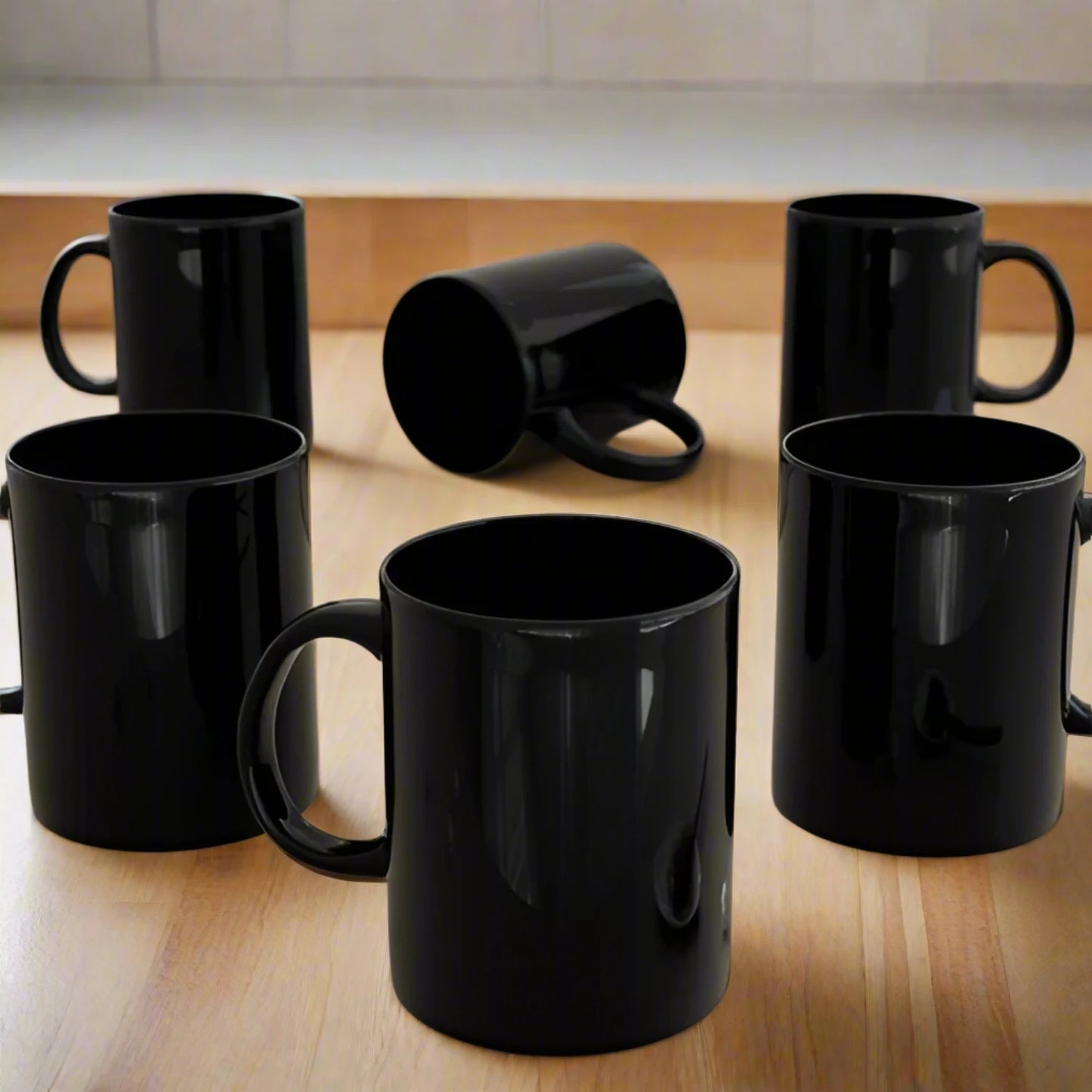 Ceramic Mugs - Black Pipe Coffee Mug (Set of 6)