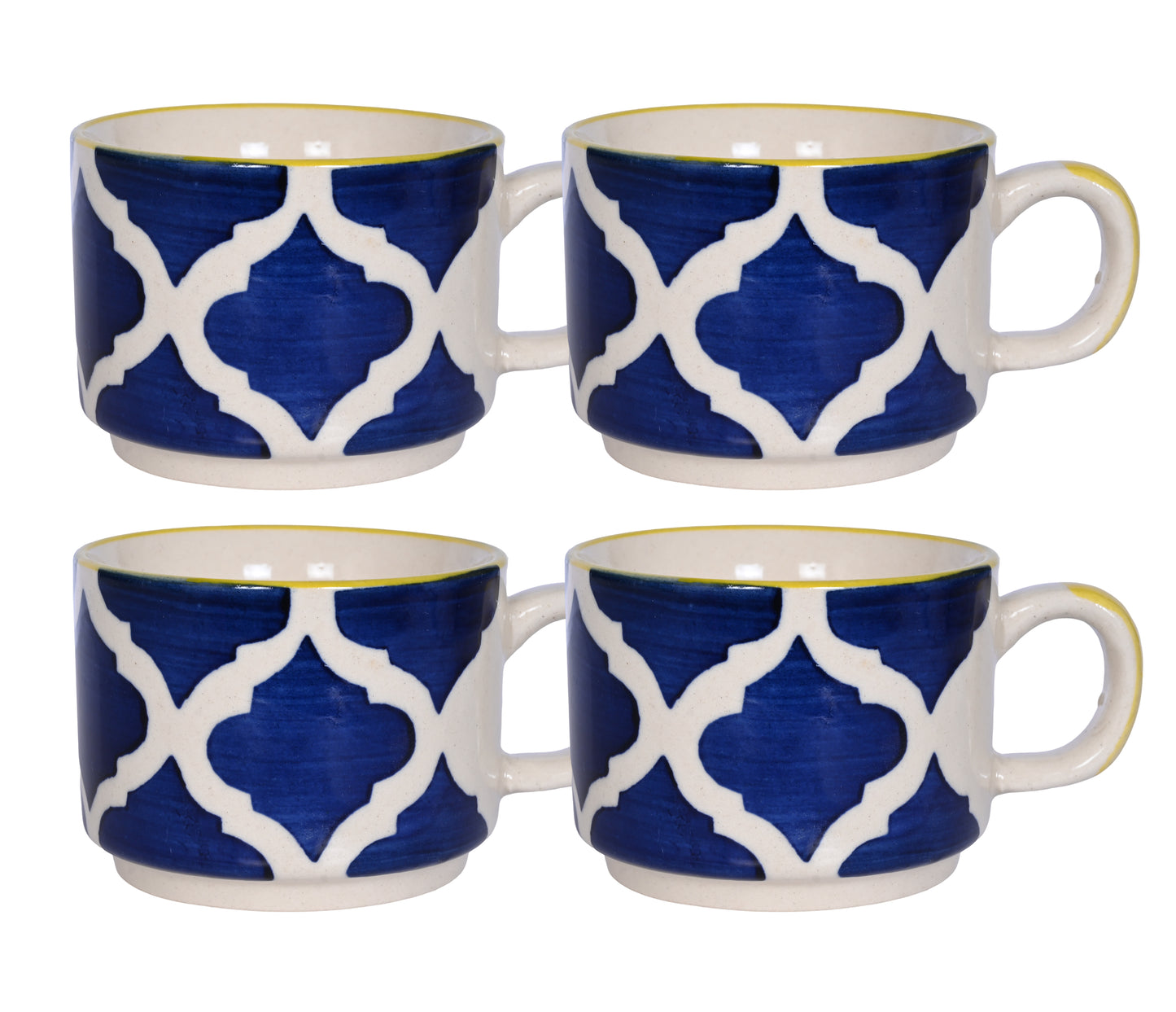 RAJ ROYAL Microwave Safe Hand Made Hand painted 4 Cups 1 Kettle and 1 Tray Tea Set Excellent Gift for Any Occasion