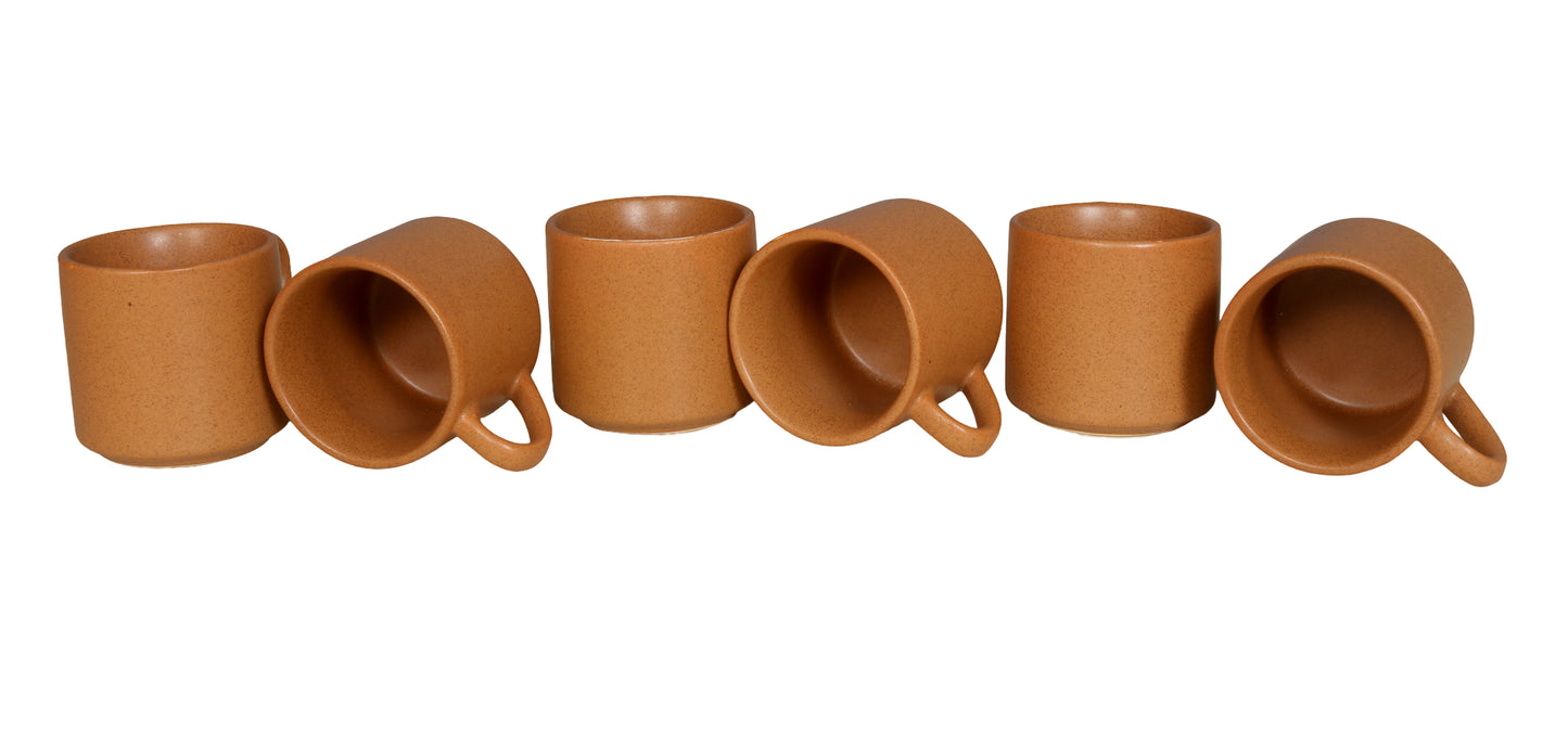 RAJ ROYAL Ceramic Tea Coffee Cup Set of 6 Matt Finish ( Set of 6, 125 ML Each)