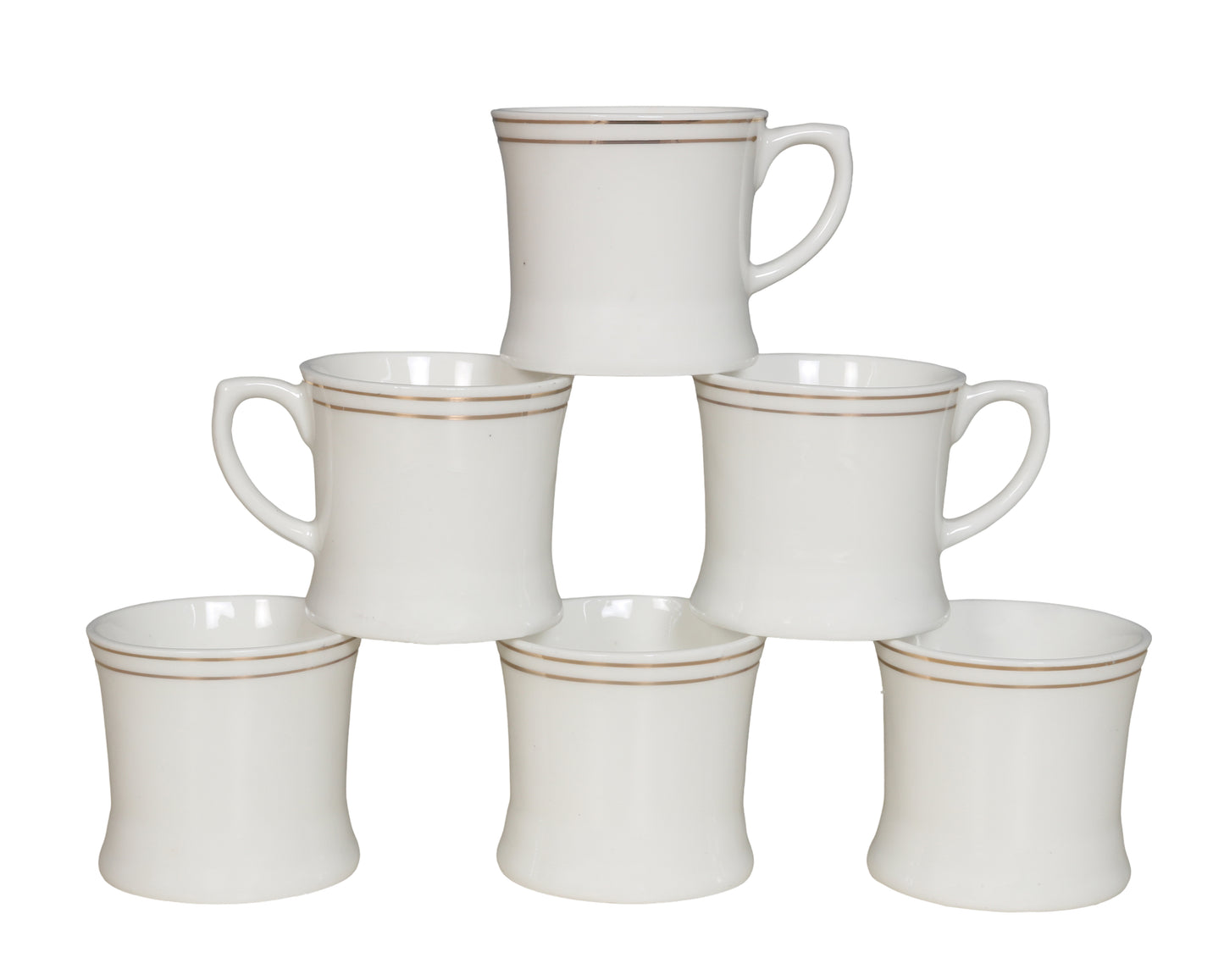RAJ ROYAL Bone China Tea Coffee Cup Set Plain with Gold Line (Set of 6, 125 ML Each)