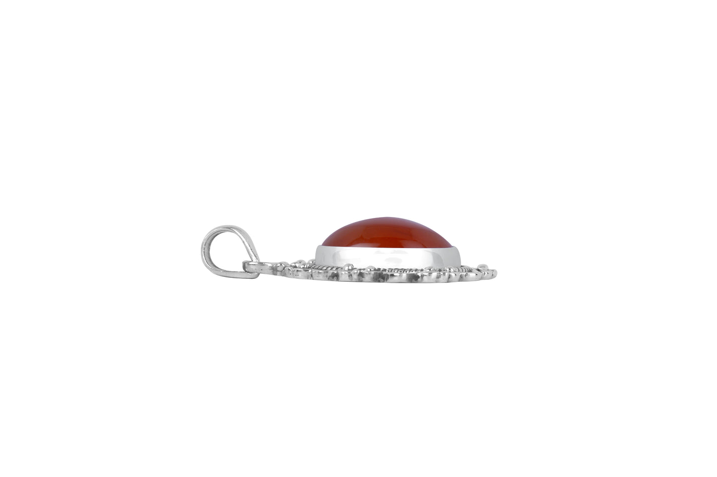 RAJ ROYAL Natural Carnelian Pendant in 925 Sterling Silver