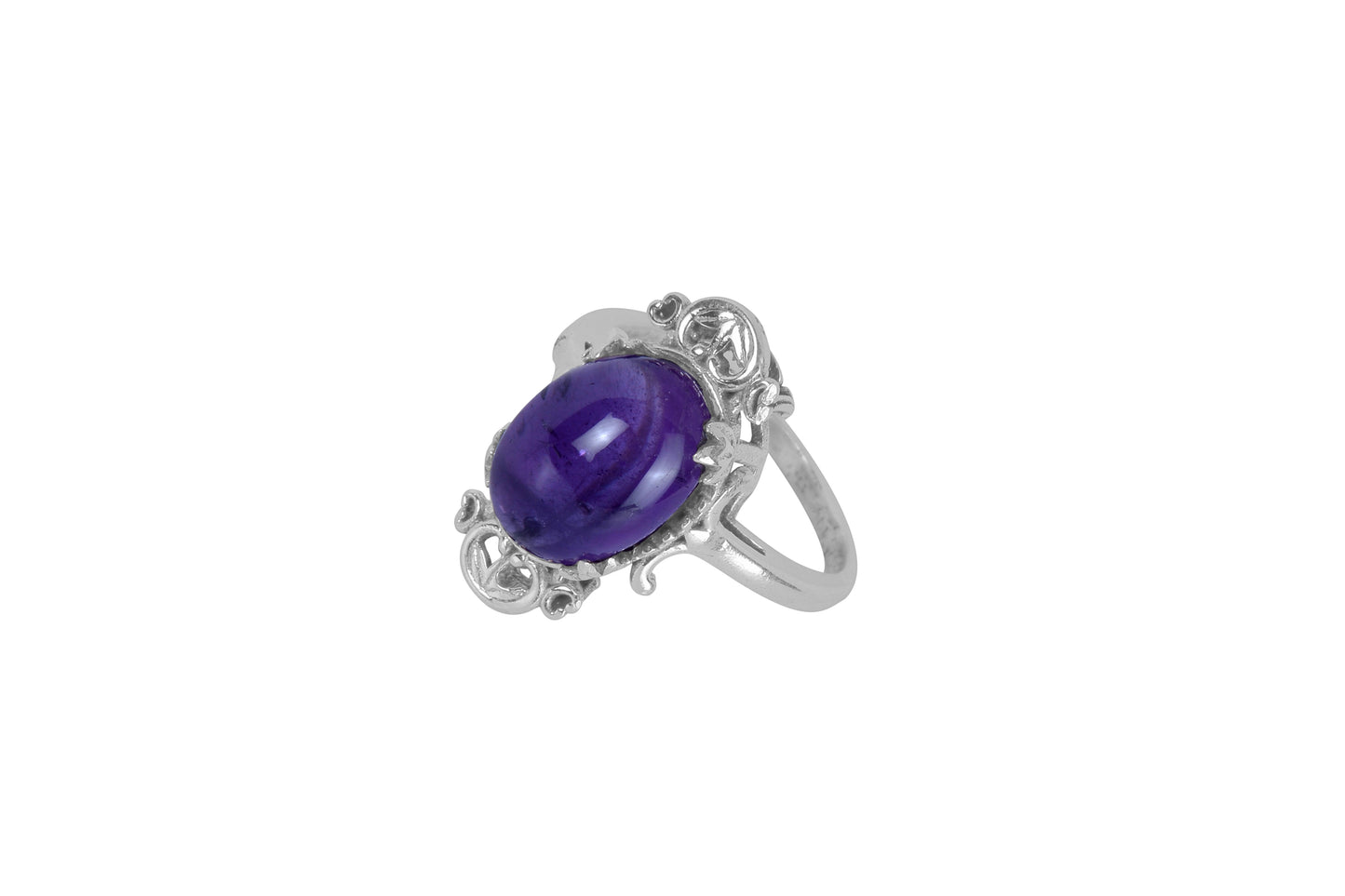RAJ ROYAL Natural Amethyst Finger Ring in 925 Sterling Silver