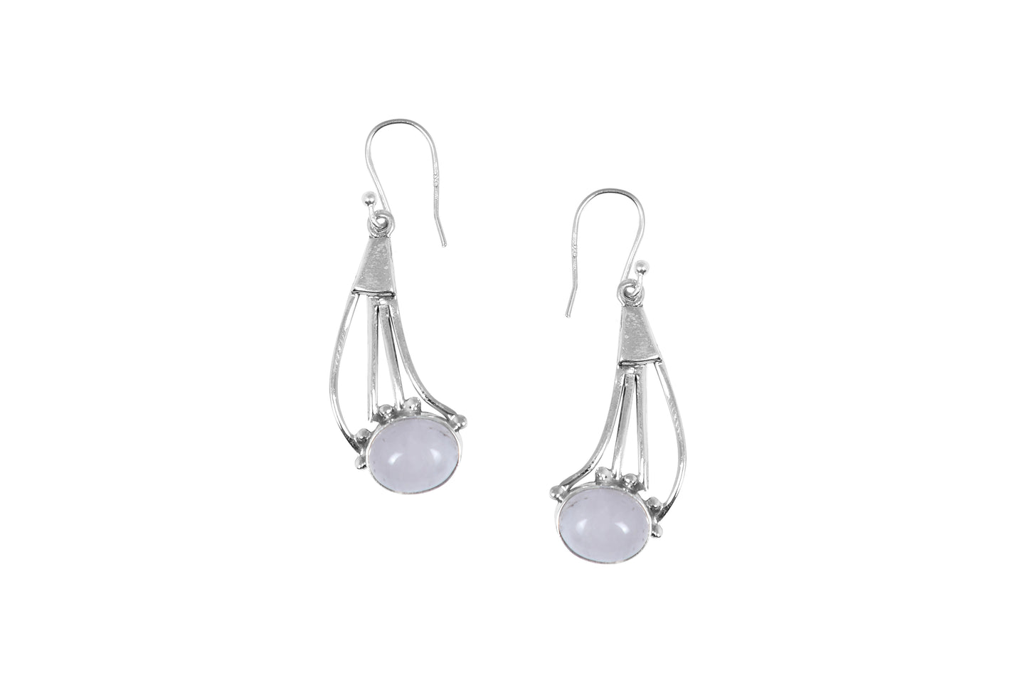 RAJ ROYAL Natural Rose Quartz Stud Earring Set in 925 Sterling Silver