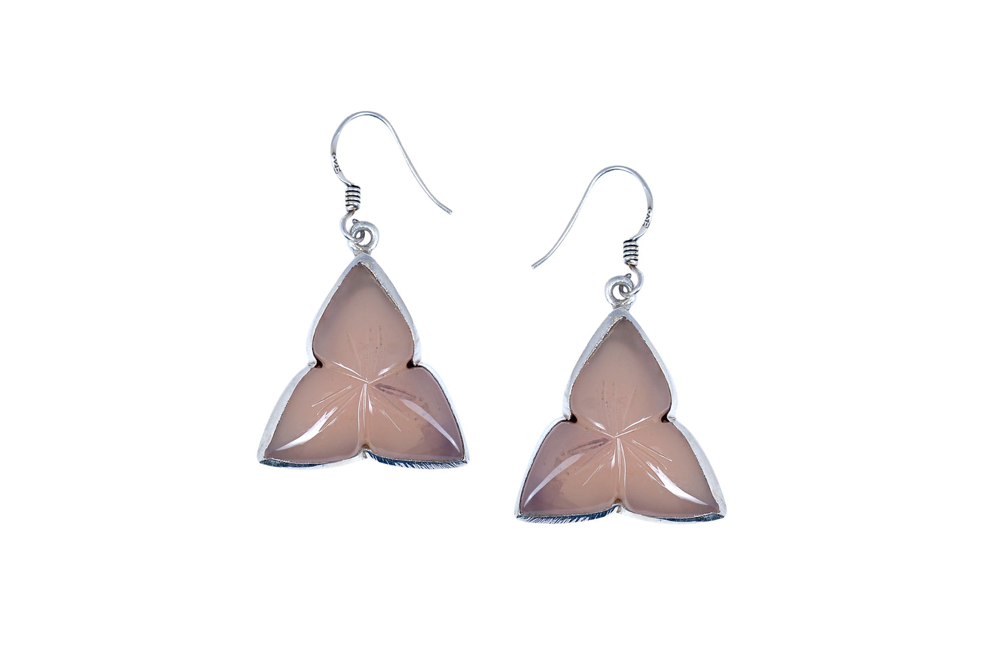 RAJ ROYAL Natural Chalcedony Stud Earring in 925 Sterling Silver