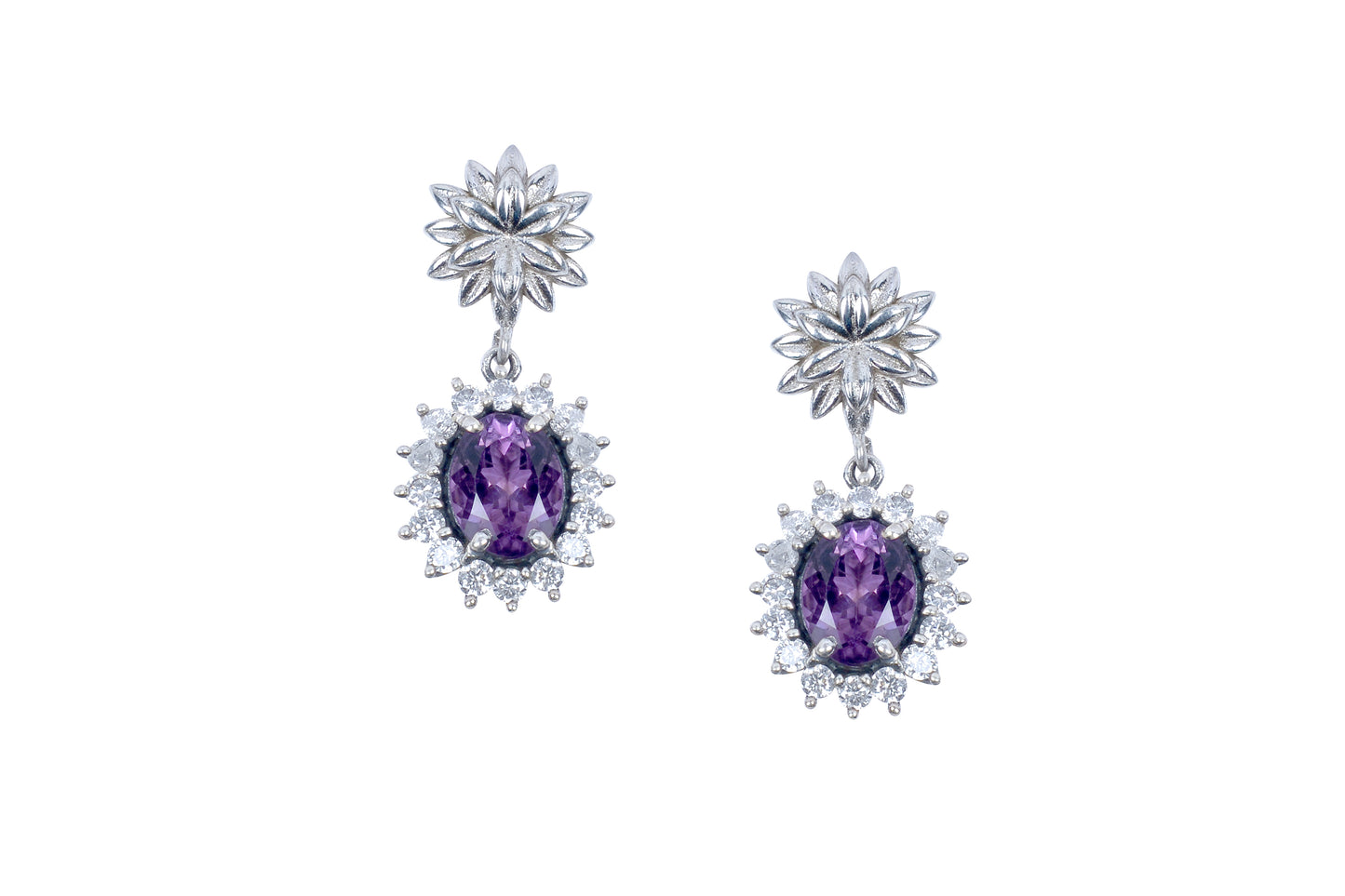 RAJ ROYAL Natural Amethyst Stud Earring in 925 Sterling Silver