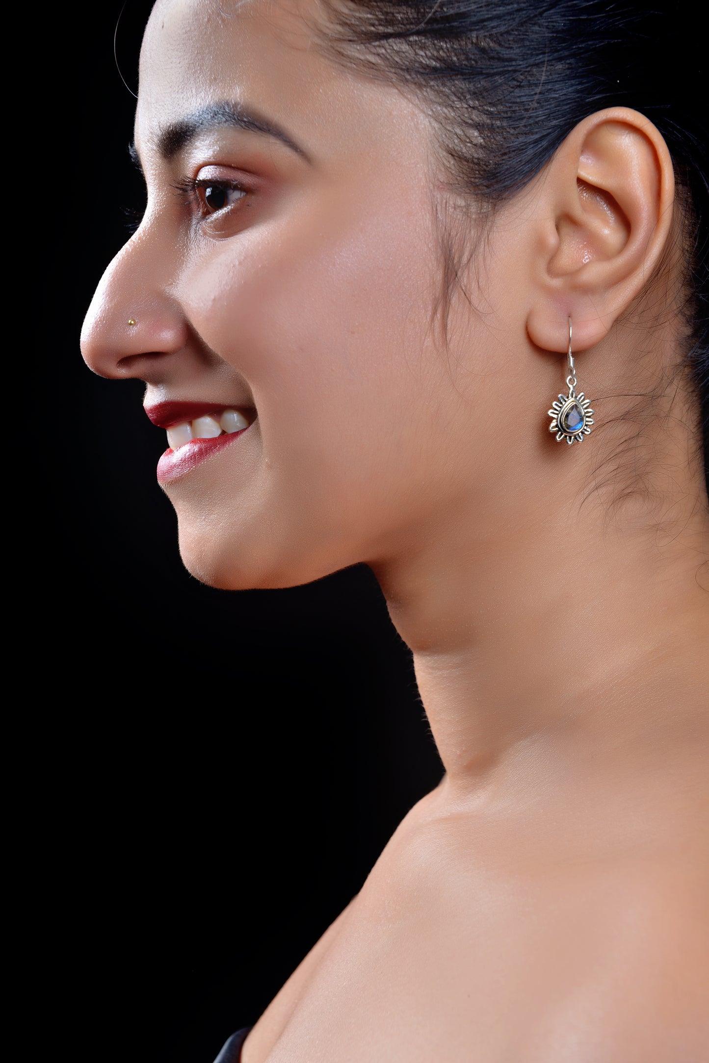 RAJ ROYAL Natural Rainbow Stud Earring in 925 Sterling Silver