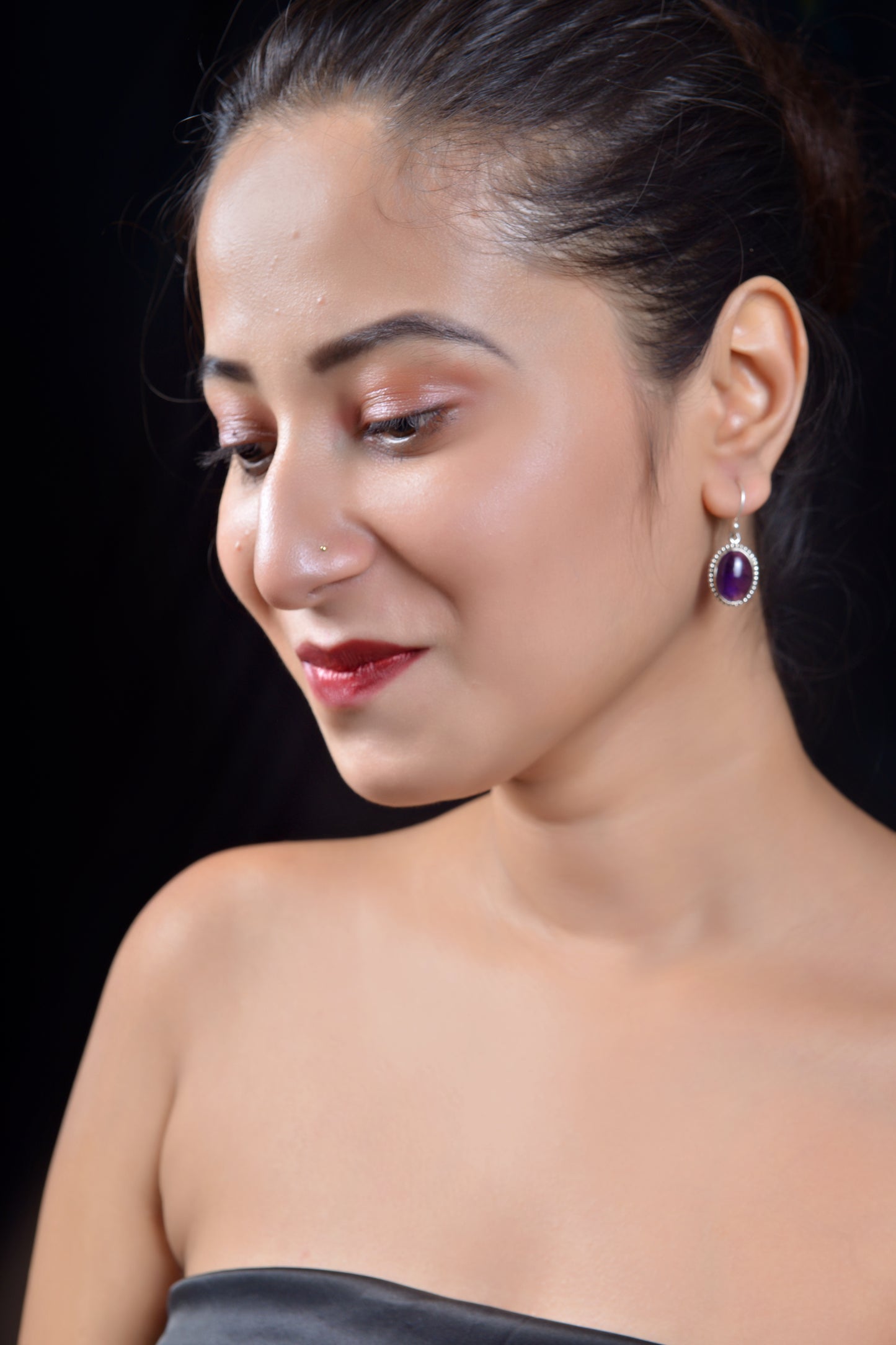 RAJ ROYAL Natural Amethyst Stud Earring Set in 925 Sterling Silver