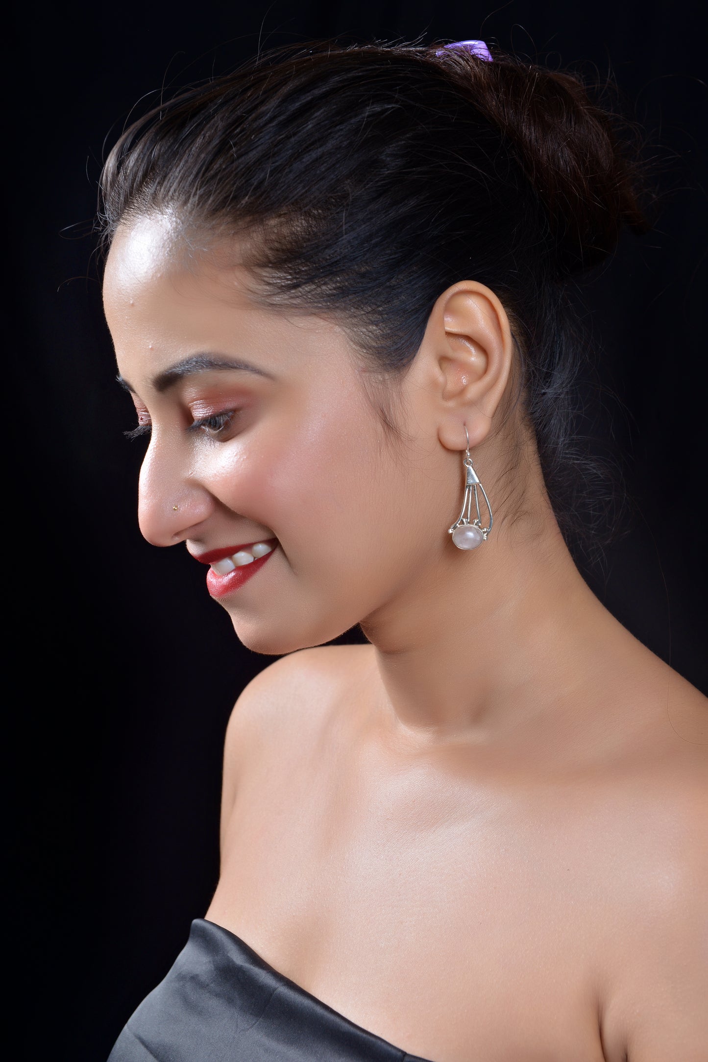 RAJ ROYAL Natural Rose Quartz Stud Earring Set in 925 Sterling Silver