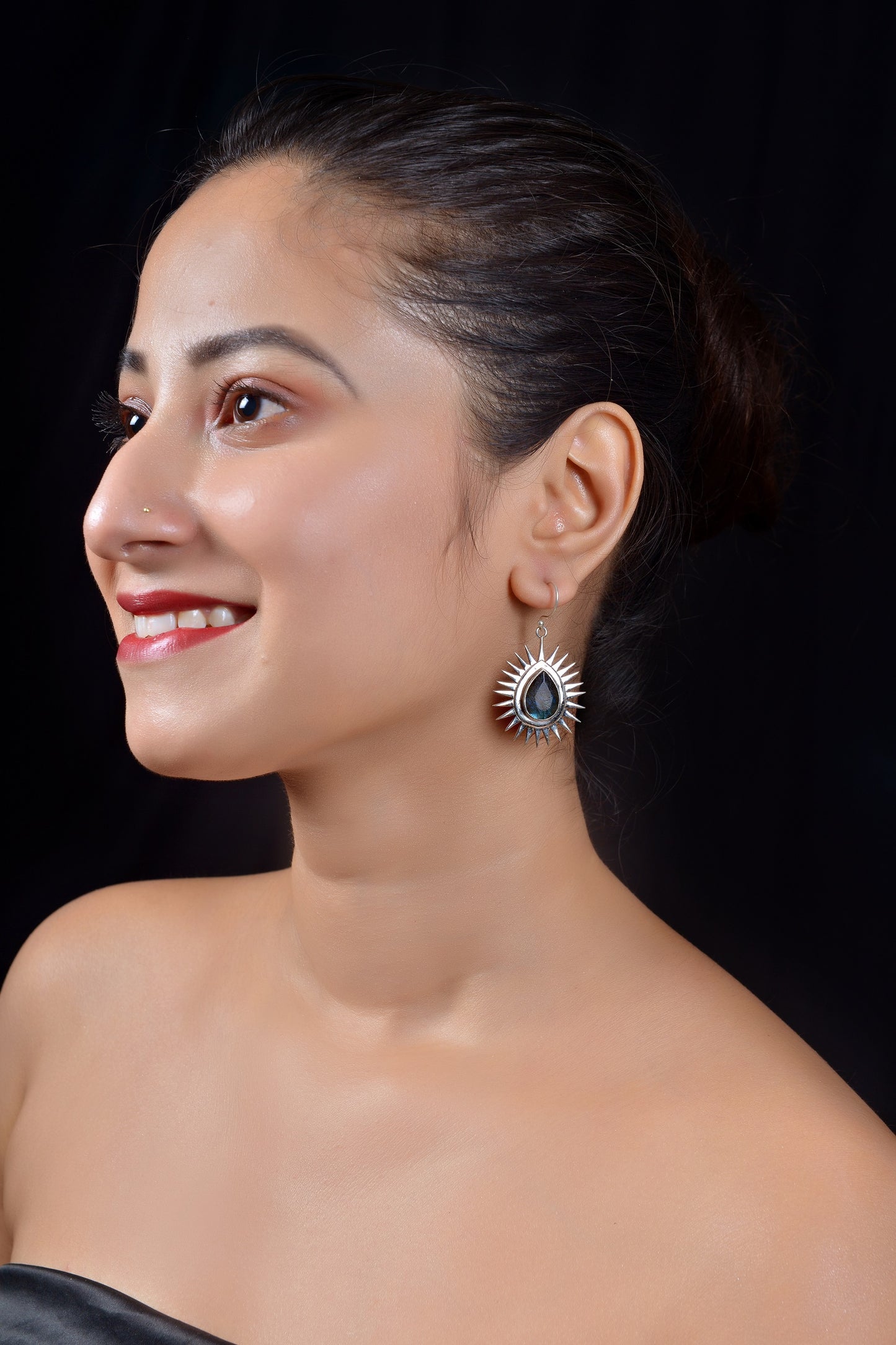 RAJ ROYAL Natural Chalcedony Stud Earring in 925 Sterling Silver