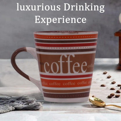 RAJ ROYAL Coffee Lining Printed Design Cups for Green Tea Coffee Milk Mug Kulhad Tea Cups for Girlfriend Boyfriend Best Friend Small Kids Couples Gift Item 300 ml (Brown)