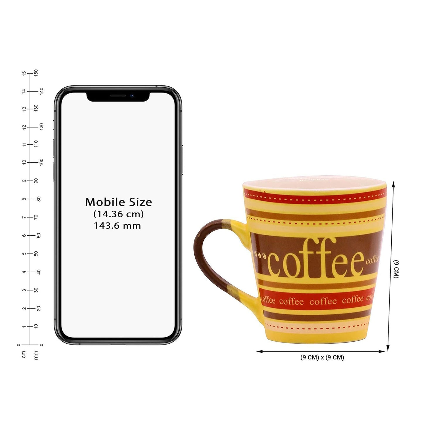 RAJ ROYAL Coffee Lining Printed Design Cups for Green Tea Coffee Milk Mug Kulhad Tea Cups for Girlfriend Boyfriend Best Friend Small Kids Couples Gift Item 300 ml (Brown)