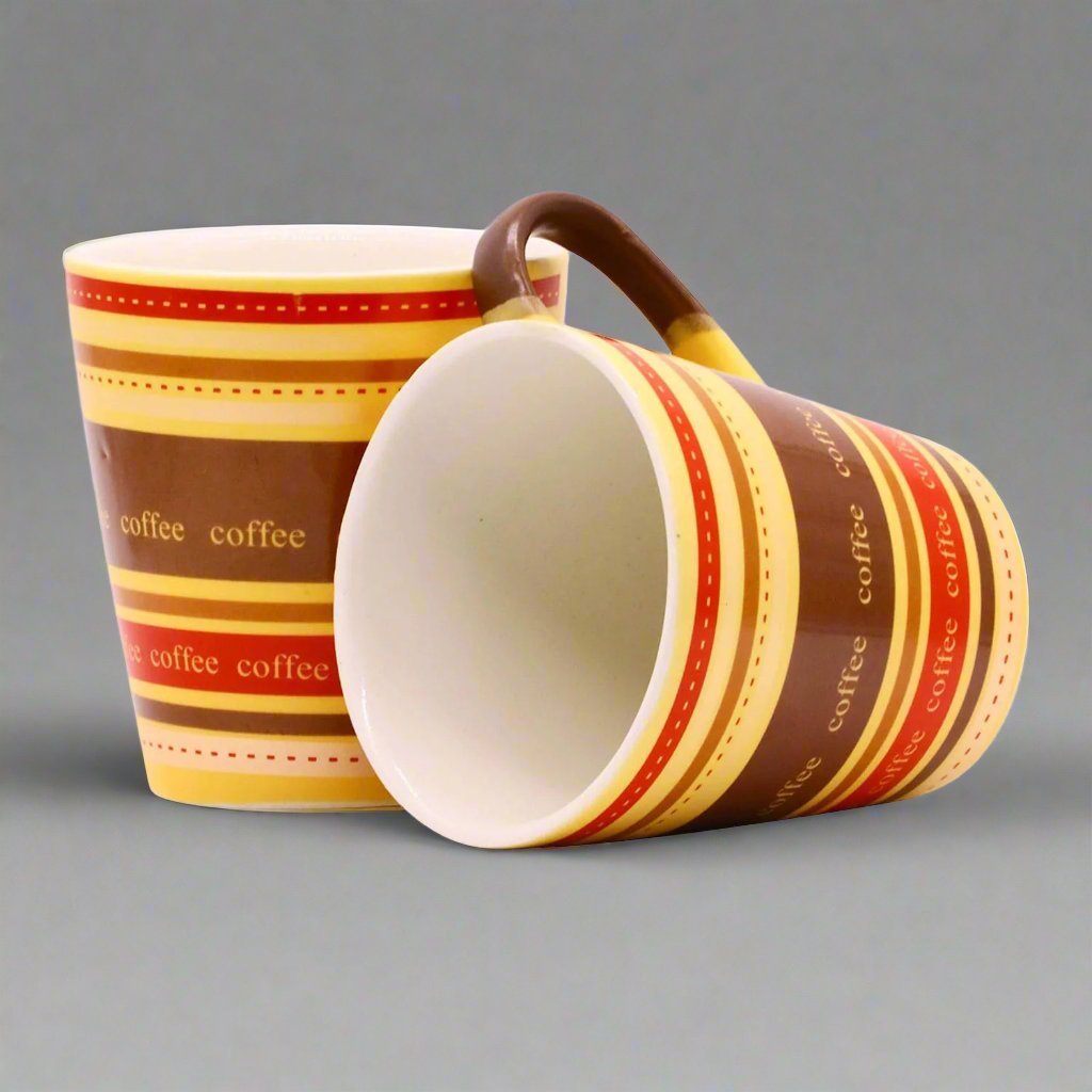 RAJ ROYAL Coffee Lining Printed Design Cups for Green Tea Coffee Milk Mug Kulhad Tea Cups for Girlfriend Boyfriend Best Friend Small Kids Couples Gift Item 300 ml (Brown)
