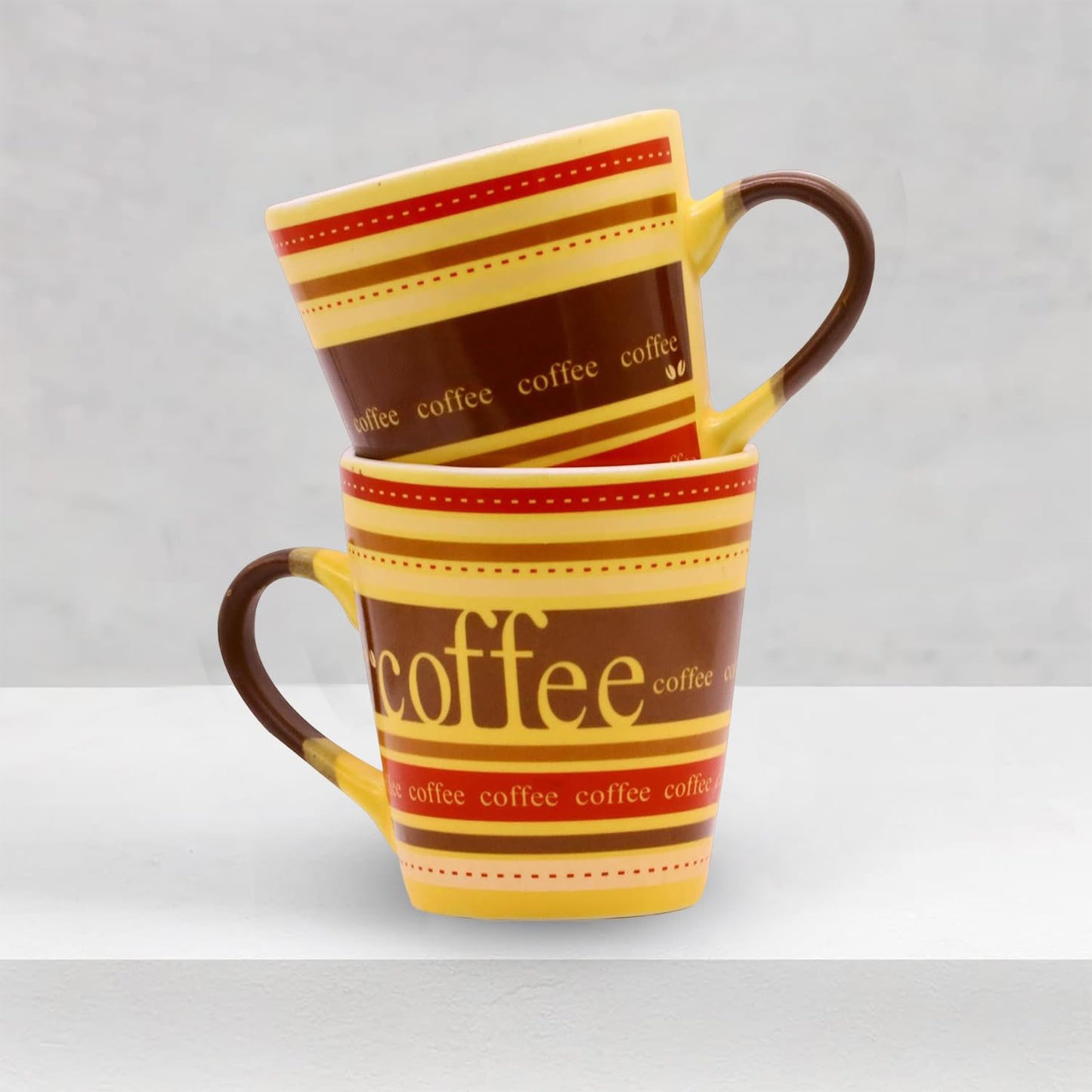 RAJ ROYAL Coffee Lining Printed Design Cups for Green Tea Coffee Milk Mug Kulhad Tea Cups for Girlfriend Boyfriend Best Friend Small Kids Couples Gift Item 300 ml (Brown)
