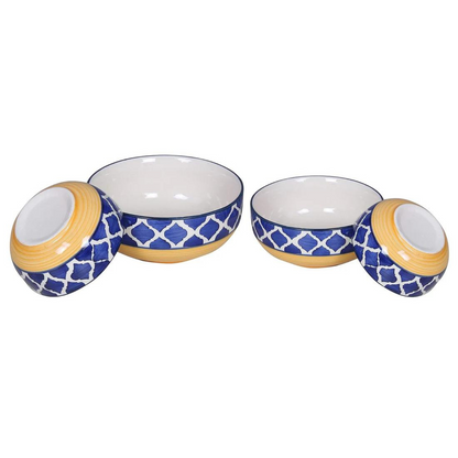 RAJ ROYAL Handmade Ceramic Serveware Bowls Dessert Latest Green Design Bowl Dinner Set of 4 Pc's as a Kitchen Serving Set Pudding Multipurpose Katori for Serving Dish in Home