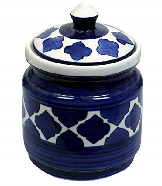 RAJ ROYAL Ceramic Storage Container Jar with Lid Storage Canister (Blue) -1.25 kg