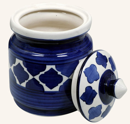 RAJ ROYAL Ceramic Storage Container Jar with Lid Storage Canister (Blue) -1.25 kg