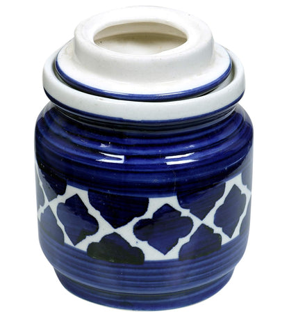 RAJ ROYAL Ceramic Storage Container Jar with Lid Storage Canister (Blue) -1.25 kg