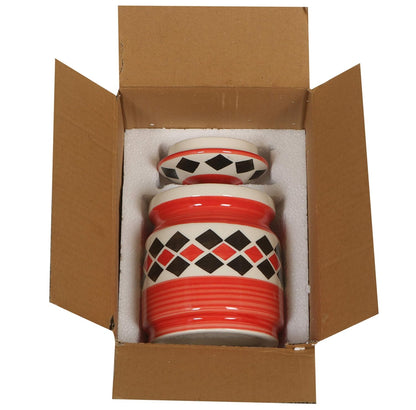 RAJ ROYAL Ceramic Storage Container Jar with Lid Storage Canister for Home Kitchen (Red) -1.25 kg