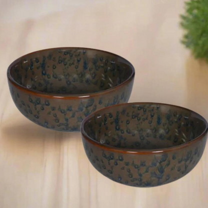 Raj Royal Ceramic Dinning Serving /Snack/ Mixing /Vegetable / Cereal / Soup / Salad / Tableware / Pudding Multipurpose / Desert / Food Storage Container / Hand Painted Reactive Colour Bowl Set of 2 /Microwave Safe/(1300 ML Each)
