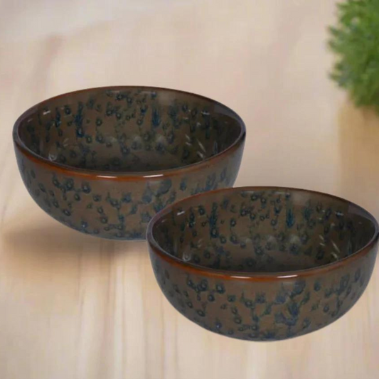 Raj Royal Ceramic Dinning Serving /Snack/ Mixing /Vegetable / Cereal / Soup / Salad / Tableware / Pudding Multipurpose / Desert / Food Storage Container / Hand Painted Reactive Colour Bowl Set of 2 /Microwave Safe/(1300 ML Each)