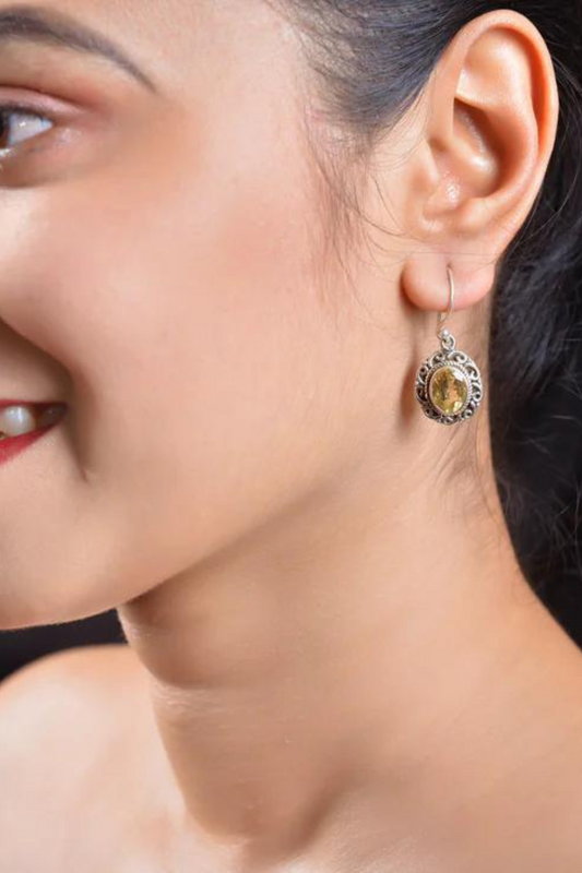 RAJ ROYAL Natural Citrine Stud Earring in 925 Sterling Silver