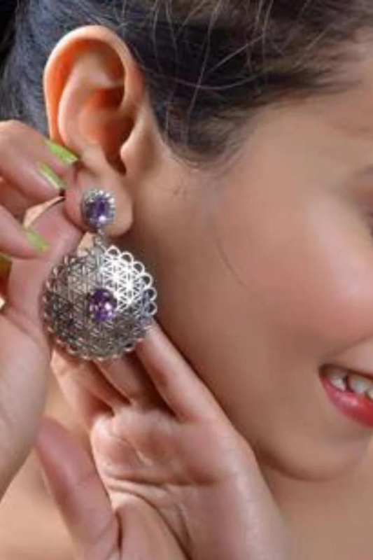 RAJ ROYAL Natural Amethyst Stud Earring Set in 925 Sterling Silver