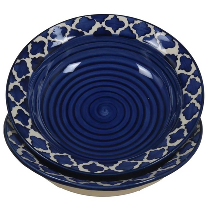 RAJ ROYAL® Ceramic Soup Plate for Dinner Set of 2 Pcs 10 Inch (Blue)