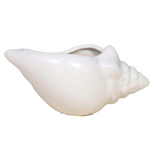 RAJ ROYAL Ceramic Shank Shape Flower Pot Decorative Planter for Living Room Balcony Garden Home (White)
