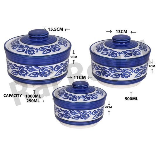 Raj Royal Ceramic Dinning Serving /Snack/ Mixing /Vegetable / Cereal / Soup / Salad / Tableware / Pudding Multipurpose / Desert / Food Storage Container  Donga/ Degchi/ Handi / Casserole .