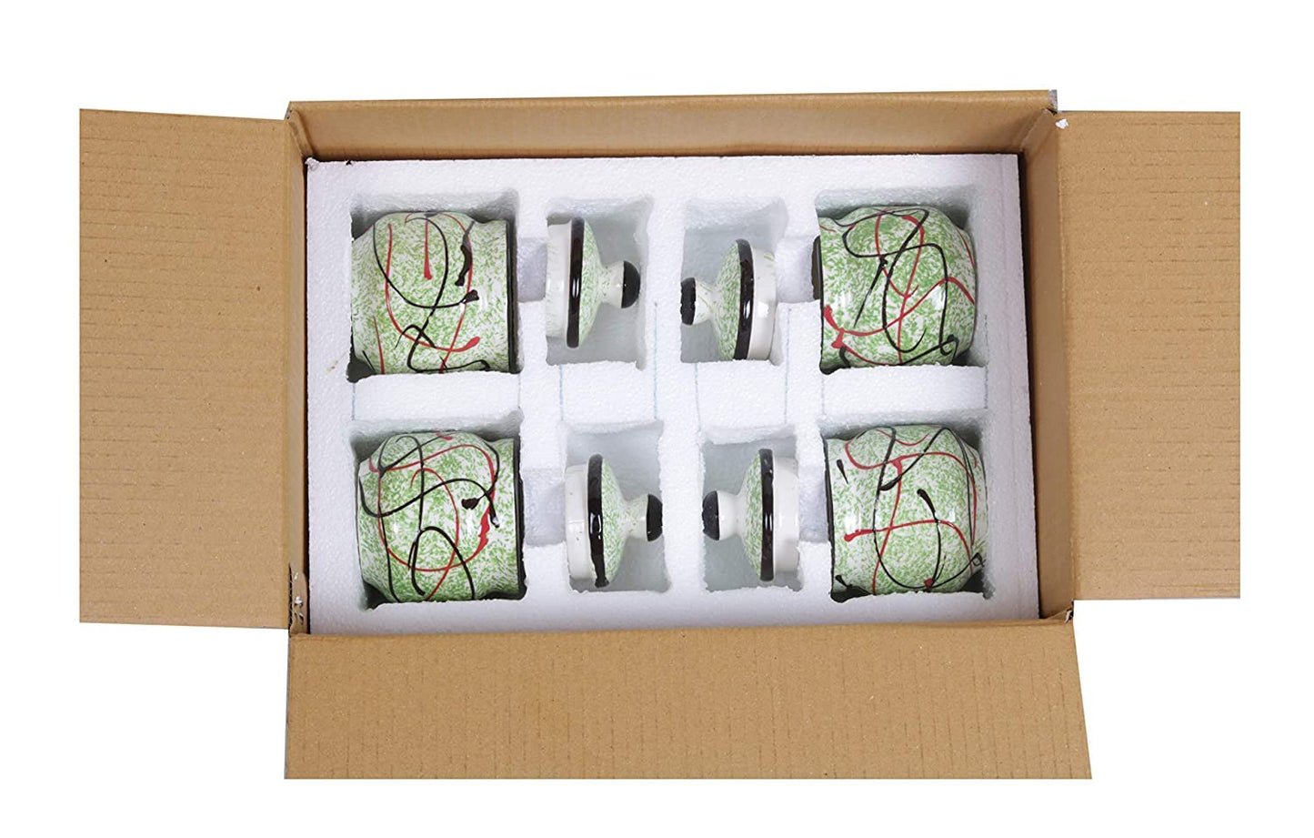 RAJ@ROYAL® Ceramic Storage Container Cainster Barni Jar with Lid & Tray for pickle Chutney Tea Sugar Salt Spices - 200 Grams storage each Set of 4, Green