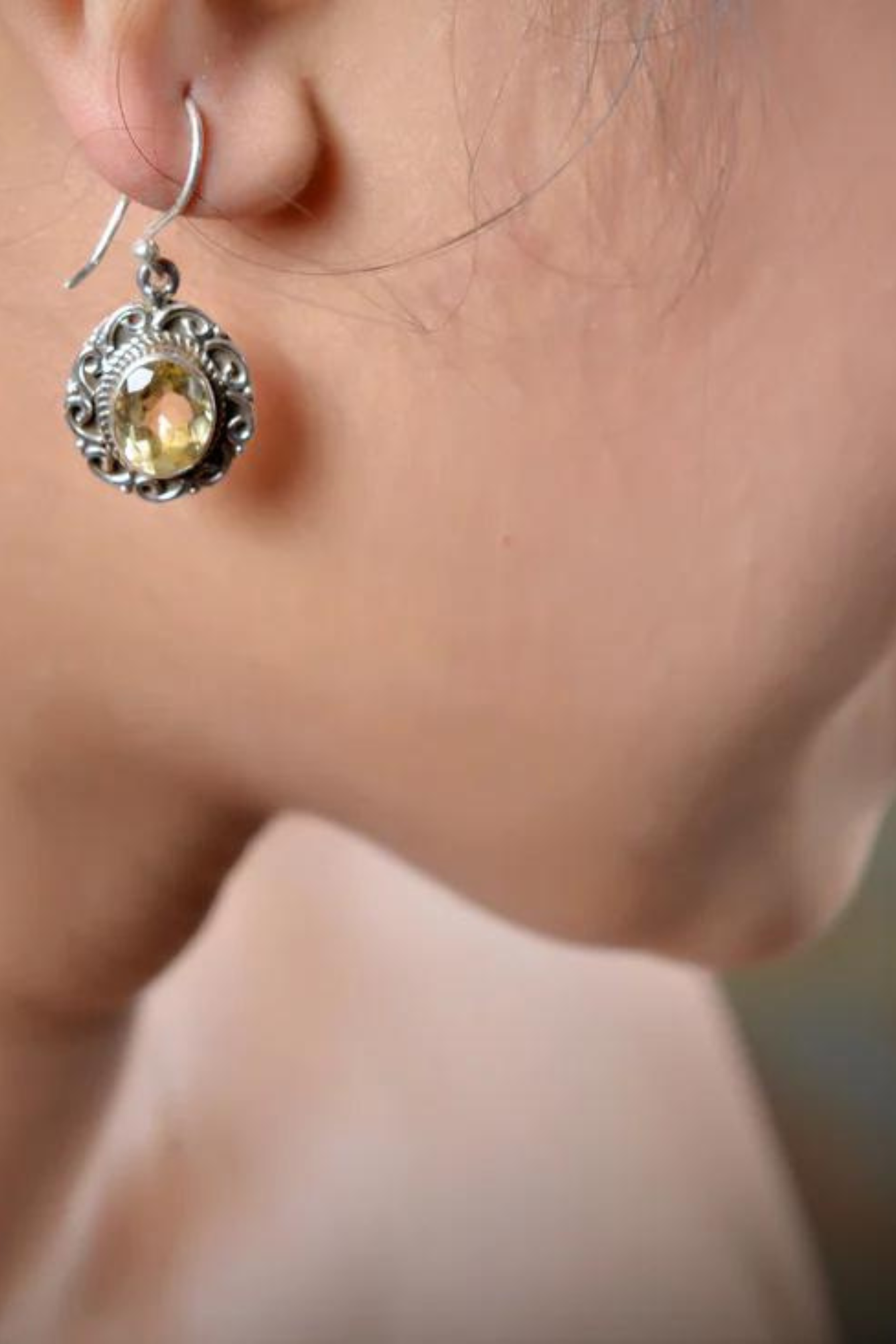 RAJ ROYAL Natural Citrine Stud Earring in 925 Sterling Silver
