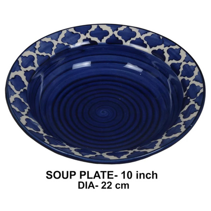 RAJ ROYAL® Ceramic Soup Plate for Dinner Set of 2 Pcs 10 Inch (Blue)