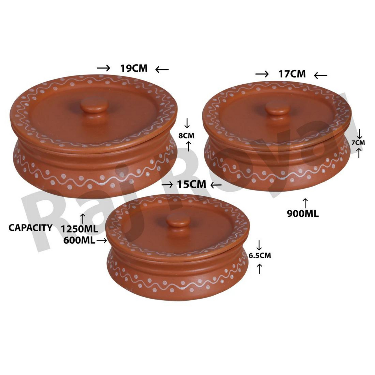 Raj Royal Ceramic Dinning Serving /Snack/ Mixing /Vegetable / Cereal / Soup / Salad / Tableware / Pudding Multipurpose / Desert / Food Storage Container Donga/ Degchi/ Handi / Casserole .