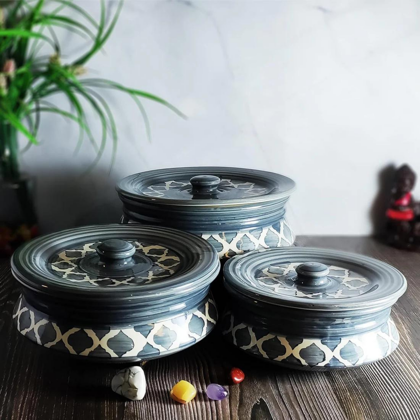 Raj Royal Ceramic Dinning Serving /Snack/ Mixing /Vegetable / Cereal / Soup / Salad / Tableware / Pudding Multipurpose / Desert / Food Storage Container Donga/ Degchi/ Handi / Casserole .
