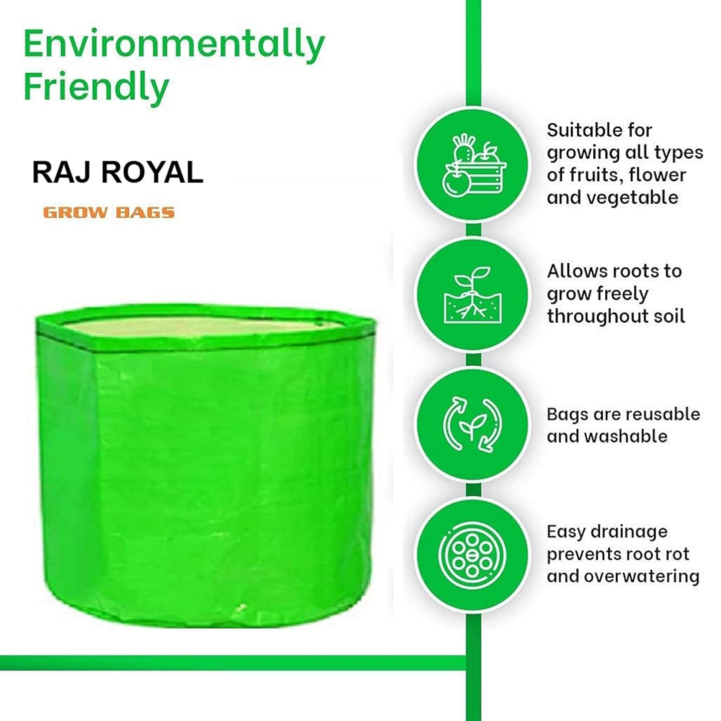 RAJ ROYAL High Density Polyethylene Plant Grow Bags for Terrace Outdoor and Indoor Area Gardening Bags for Home Garden 9 x 9 Inch (Pack of 5)