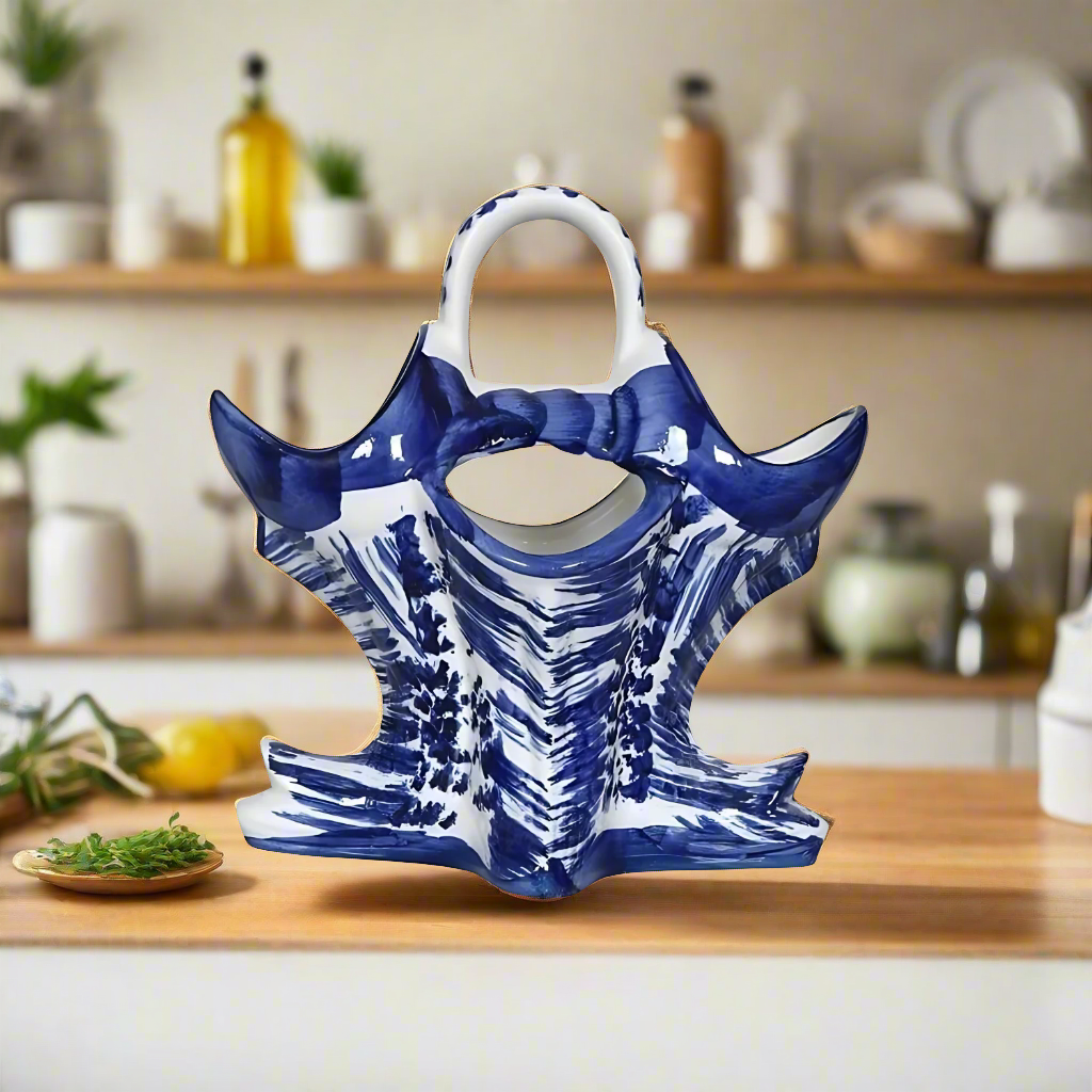 RAJ ROYAL Ceramic Cutlery Organizer Spoon Holder Kitchen Cum Stationary Stand for Dining Room Living Room Home (Blue)
