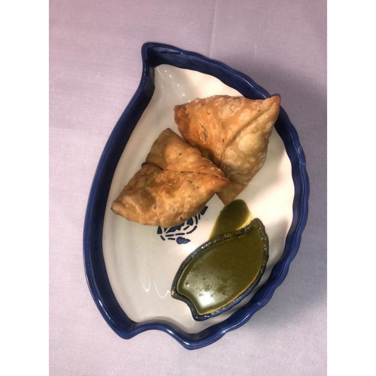 RAJ ROYAL Ceramic Serving Platter Hand Painted with Attached Small Chutney Bowl - 2 Piece