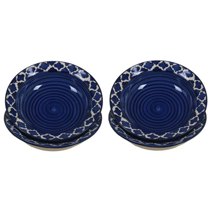 RAJ ROYAL® Ceramic Soup Plate for Dinner Set of 6 Pcs 6 Inch (Blue)