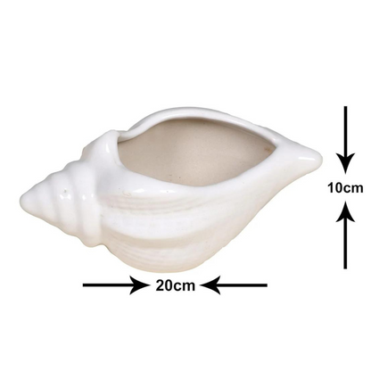 RAJ ROYAL Ceramic Shank Shape Flower Pot Decorative Planter for Living Room Balcony Garden Home (White)